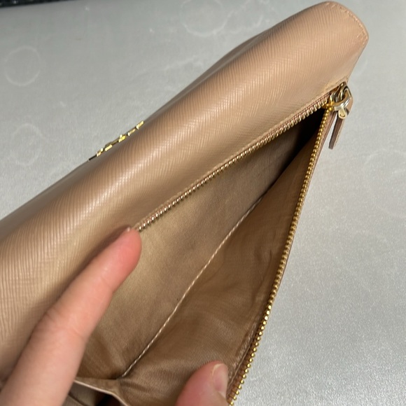 Prada Authentic Saffiano Leather Beige Flap continental Long Wallet - Picture 10 of 16